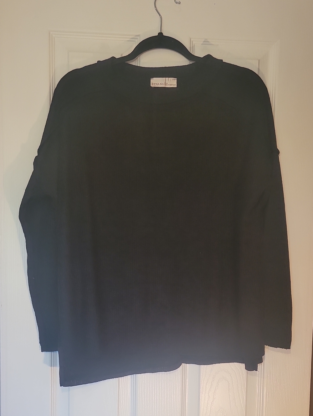 Zenana Ribbed Drop Shoulder Round Neck Sweater